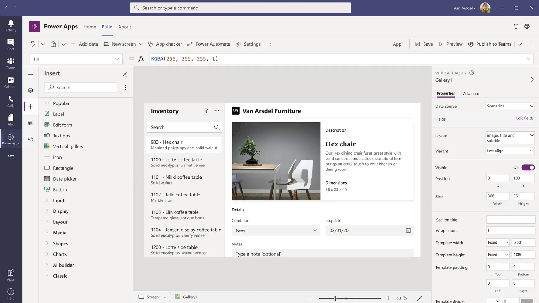 Power apps Screen 1