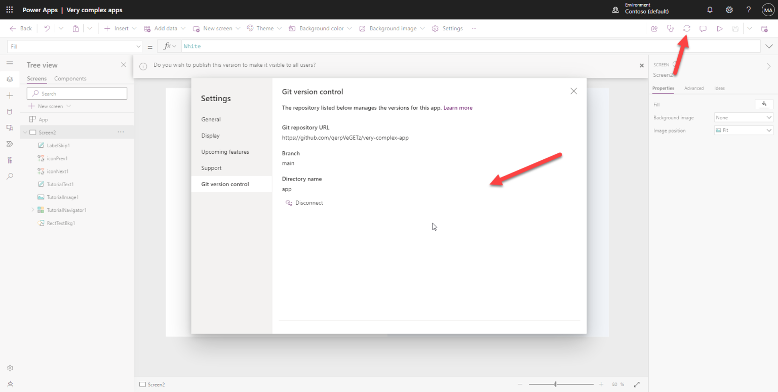 ถ้าแอปเชื่อมกับ Git สำเร็จ คุณจะเห็นหน้าต่างตามรูปด้านล่าง และจะมี "Sync Icon" ปรากฏที่มุมขวาบน