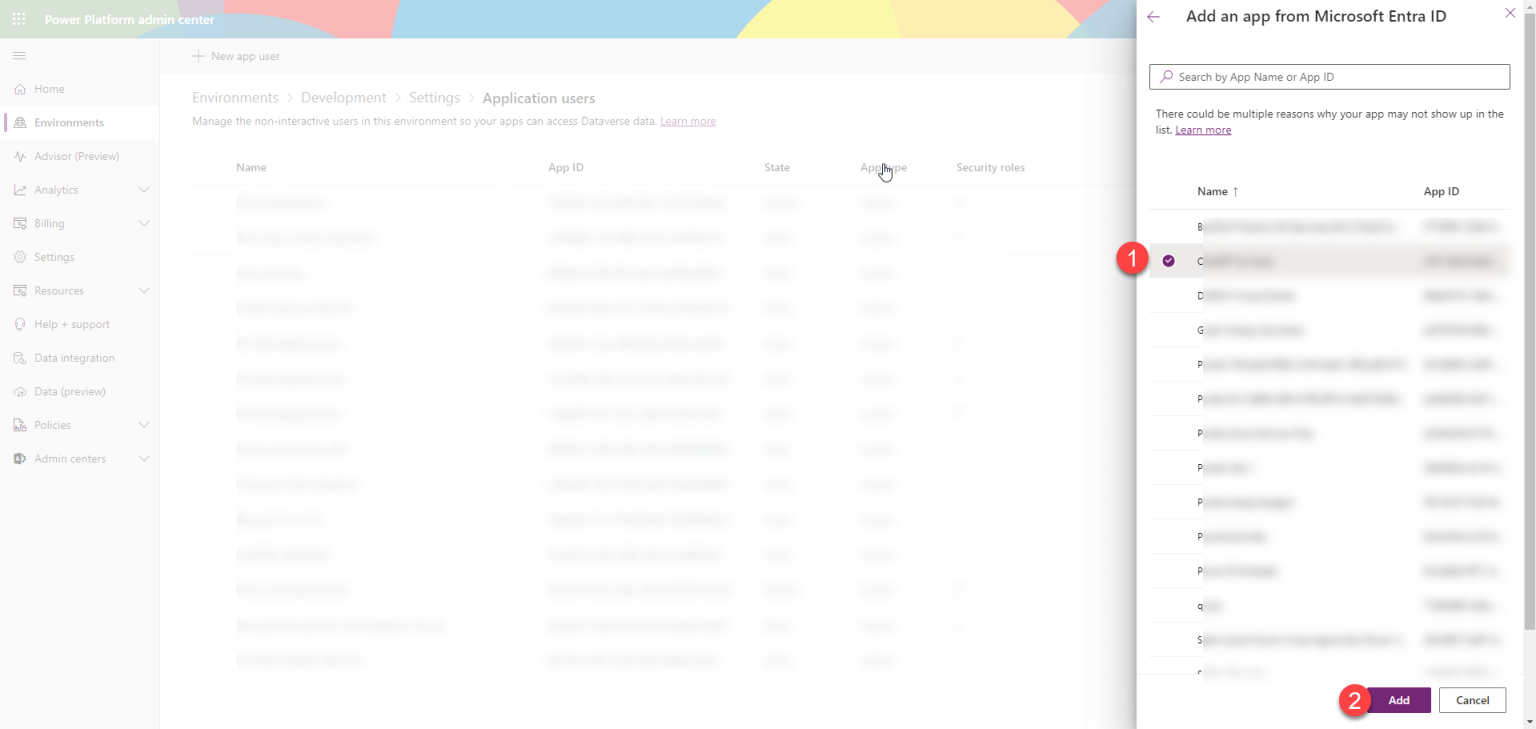 คลิกที่ New app user และค้นหา App registration จากนั้นคลิก Add