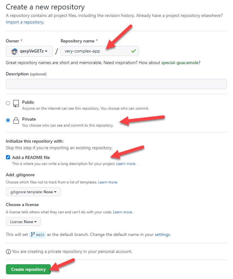คลิก “Create repository”