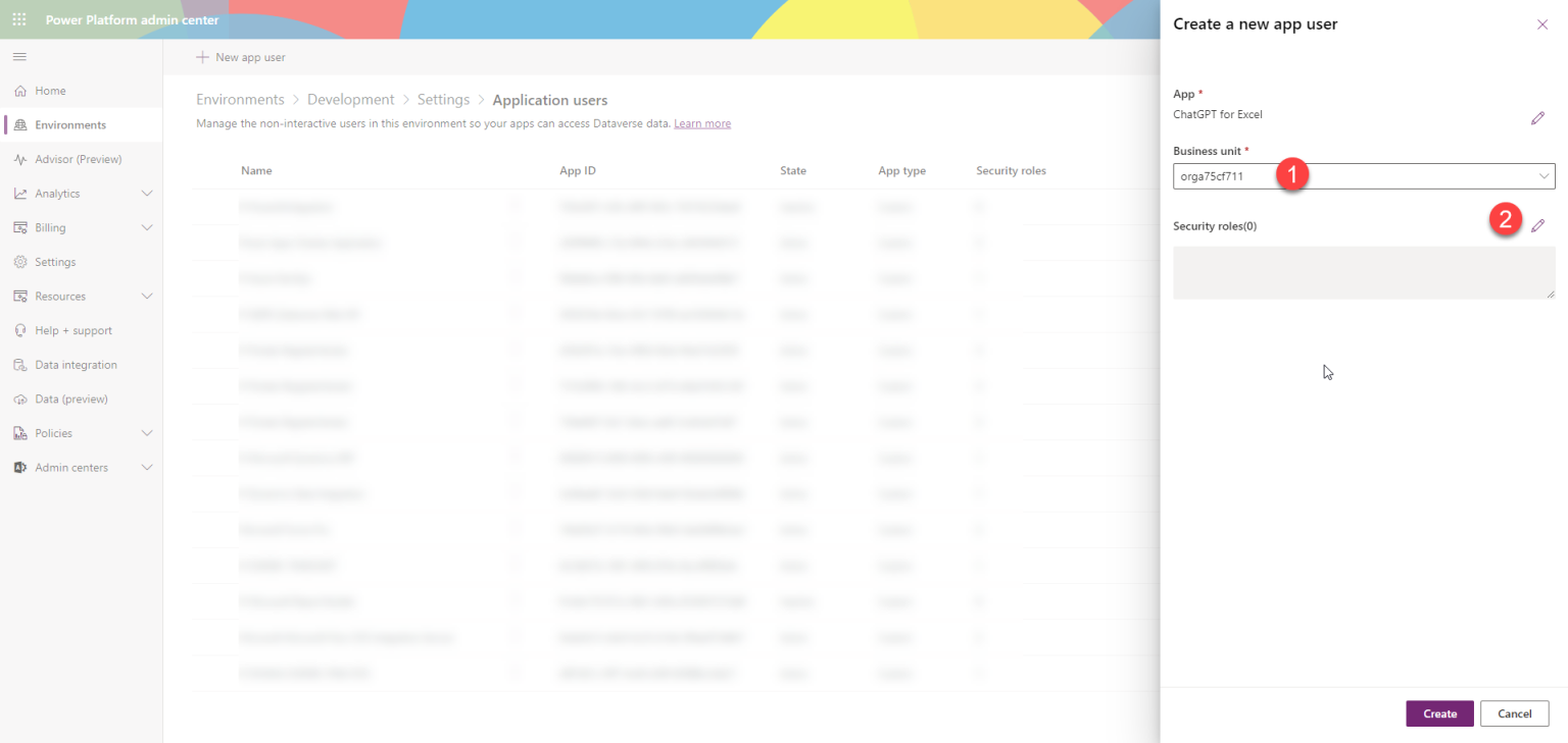 อย่าลืมเพิ่ม Business unit และ Security roles ให้กับ App ของคุณ (คิดว่า App ของคุณเปรียบเสมือน User คนหนึ่ง ดังนั้นต้องได้รับสิทธิ์ในการเข้าถึงข้อมูลเช่นเดียวกัน)