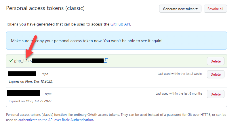 7. Once you have done this step you will see your Personal Access Token, Let’s copy this.