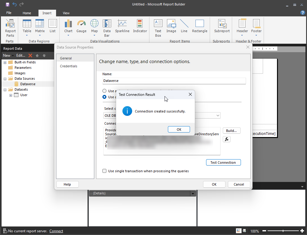 การใช้ Microsoft report builder