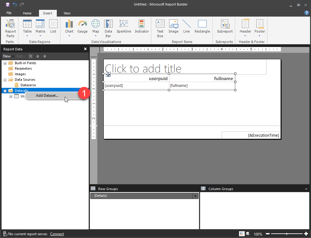 การใช้ Microsoft report builder3