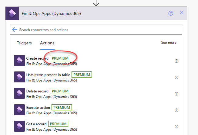 Premium Connector ใน Power Automate จะแสดง Tag ที่เขียนว่า Premium
