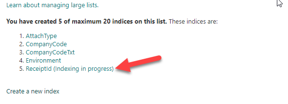 รอให้ SharePoint สร้าง Indexed Column ของคุณ (อาจใช้เวลาสักพักขึ้นอยู่กับข้อมูลของคุณ)