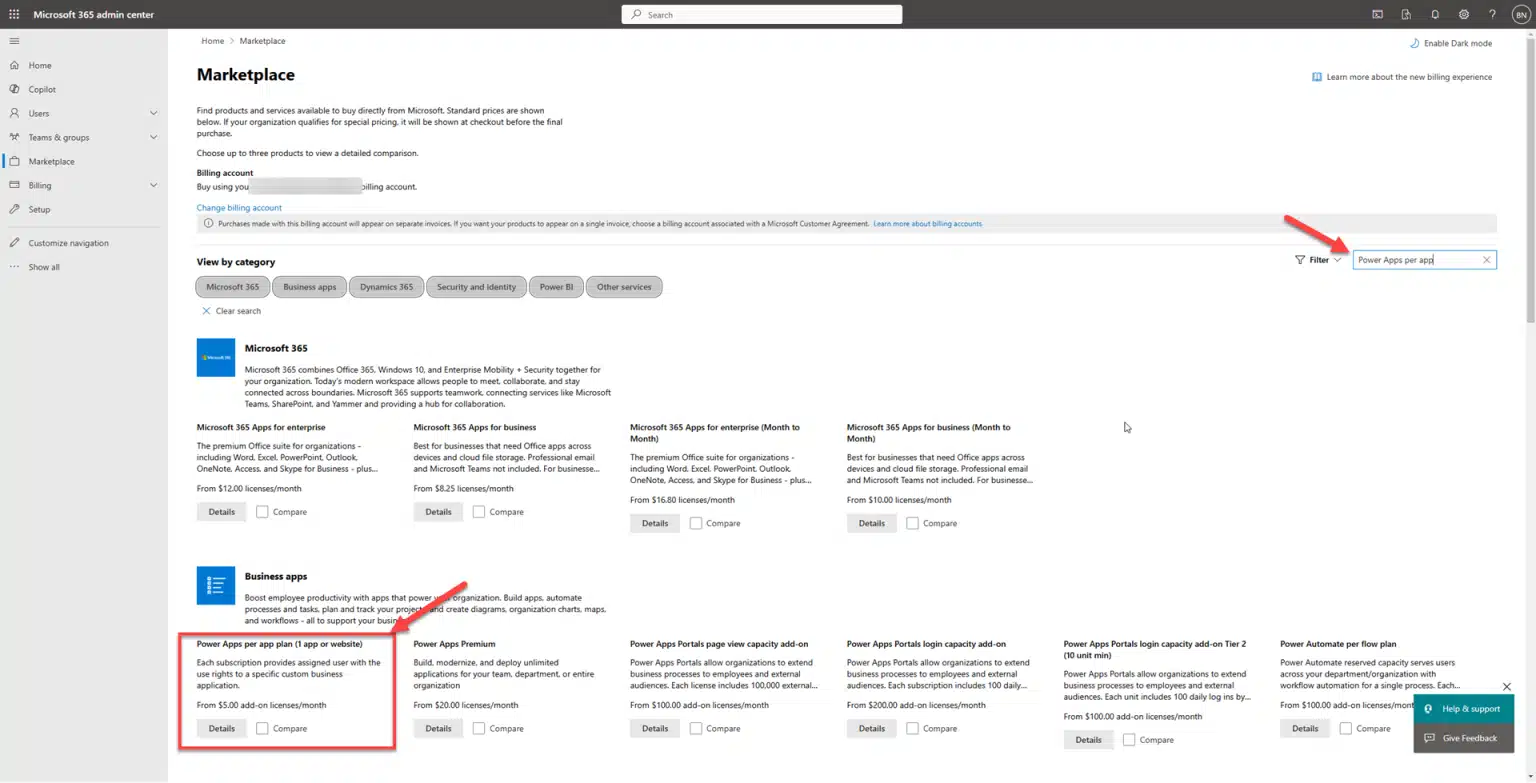ซื้อผ่าน Microsoft 365 Admin Center