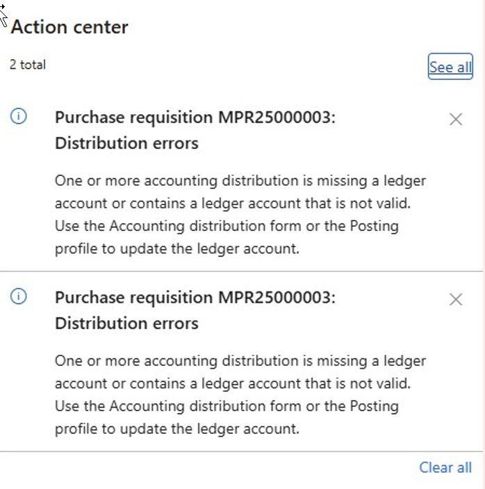 Accounting Distribution ใน Dynamics 365 ผิดโครงสร้างบัญชี