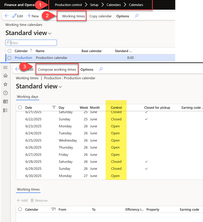 ยังไม่มีการกำหนดช่วงเวลาทำงาน (Working time) ให้กับ calendar ที่เครื่องจักรหรือ resource ใช้งาน