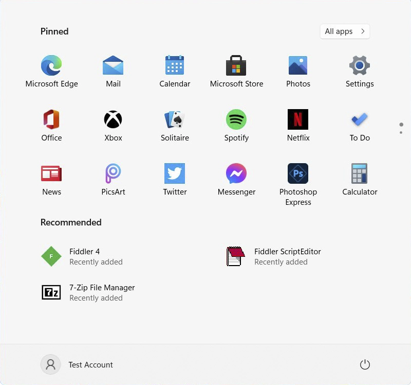 Windows 11 start menu copy
